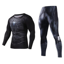 Load image into Gallery viewer, Men's Compression GYM training Clothes Suits workout Superman jogging Sportswear Fitness Dry Fit Tracksuit Tights 2pcs / sets