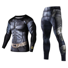 Load image into Gallery viewer, Men's Compression GYM training Clothes Suits workout Superman jogging Sportswear Fitness Dry Fit Tracksuit Tights 2pcs / sets